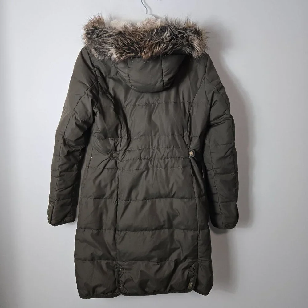 Lauren Ralph Lauren Size S Green Down Puffer Parka Coat Faux Fur Hood - Picture 4 of 16